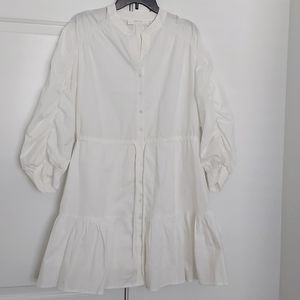 Cotton Ruched long sleeve mini dress